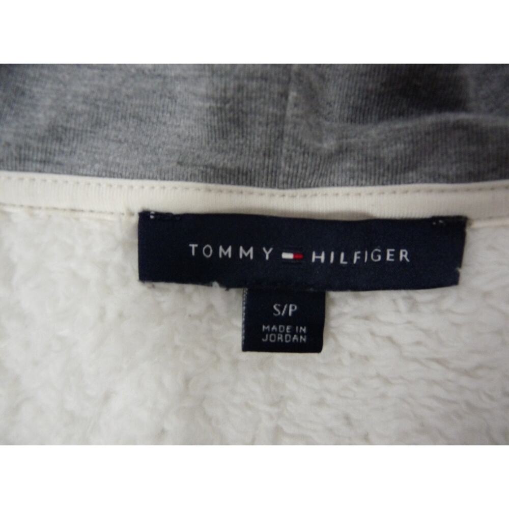 Tommy Hilfiger White Fur with Red/Blue Stripe Hoodie Full Zipper Jacket Size S/P - Picture 9 of 10